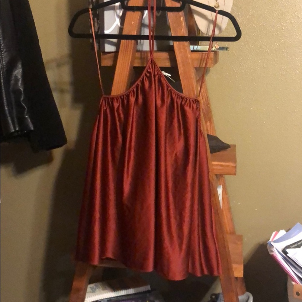 Silk burnt orange halter top